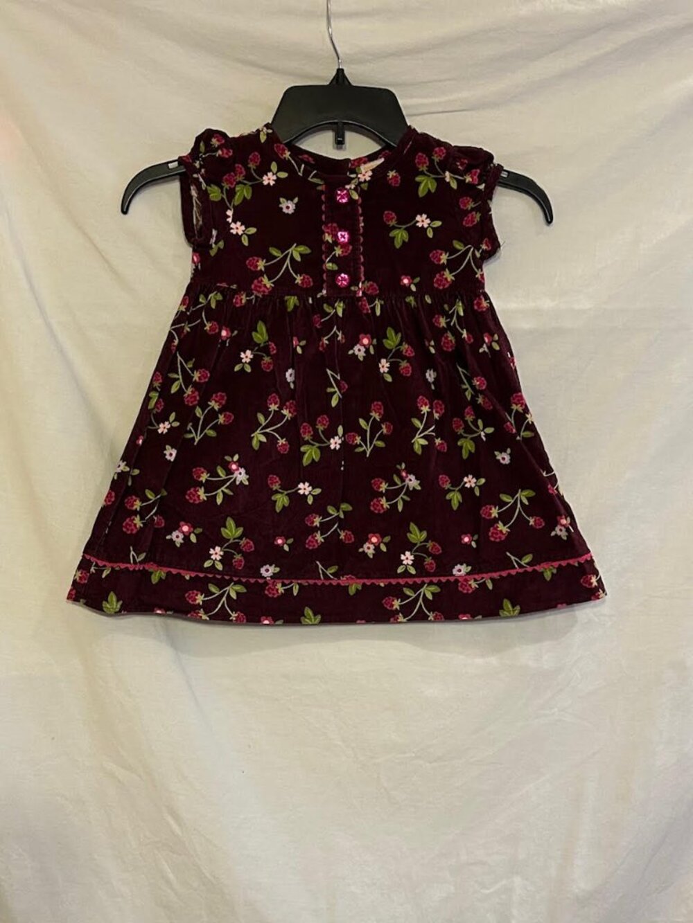 Gymboree Girls 2T Maroon Rasberry Corduroy Short Sleeve Dress Berry Patch